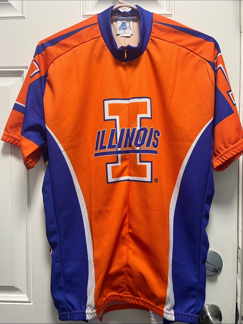 Adrenaline promotions Illinois Orange and Blue Team cycling jersey size Large